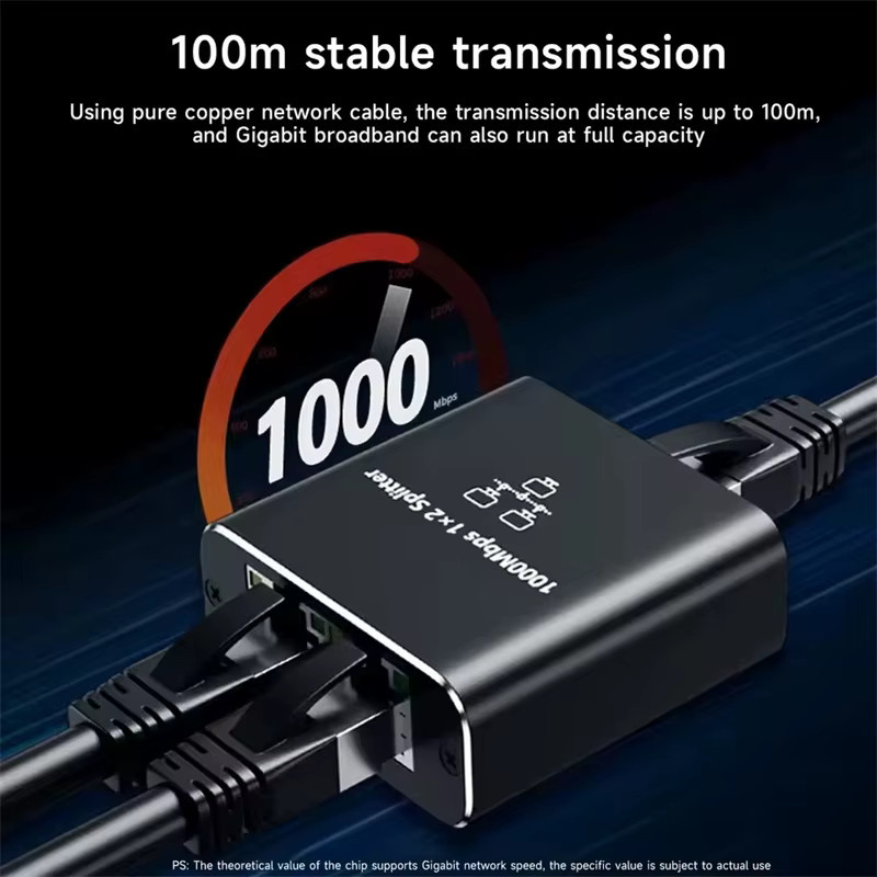 OUIO Gigabit 1000Mbps Ethernet Netzwerk Splitter 1 auf 2 LAN Adapter in Schwarz - Bild 5