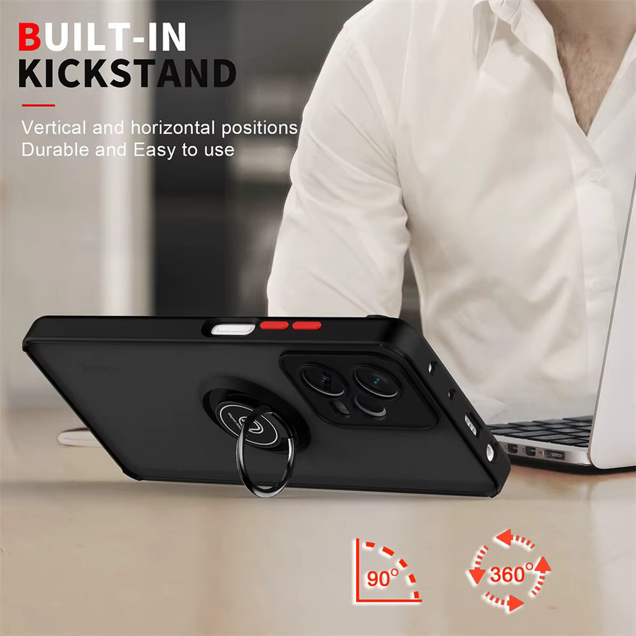 Magnetische Schutzhülle für Xiaomi Redmi Note 12 11 10 9 8 Pro mit Ringhalter in Schwarz und Blau - Bild 3