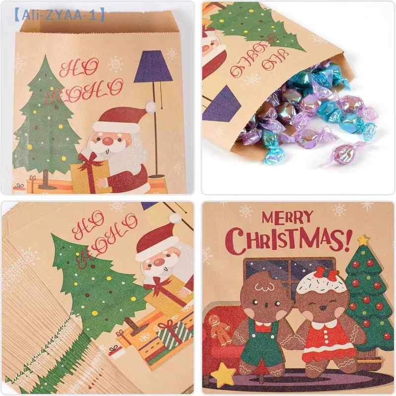 20 Stück Weihnachtsmann Geschenktüten aus braunem Kraftpapier für Süßigkeiten und Kekse zum Basteln - Bild 2