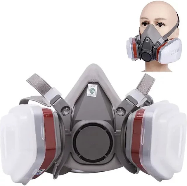 OLOEY 7in1 Gasdichte Halbgesichtsmaske mit Filtern für chemischen organischen Schutz, Serie 6200 - Bild 1