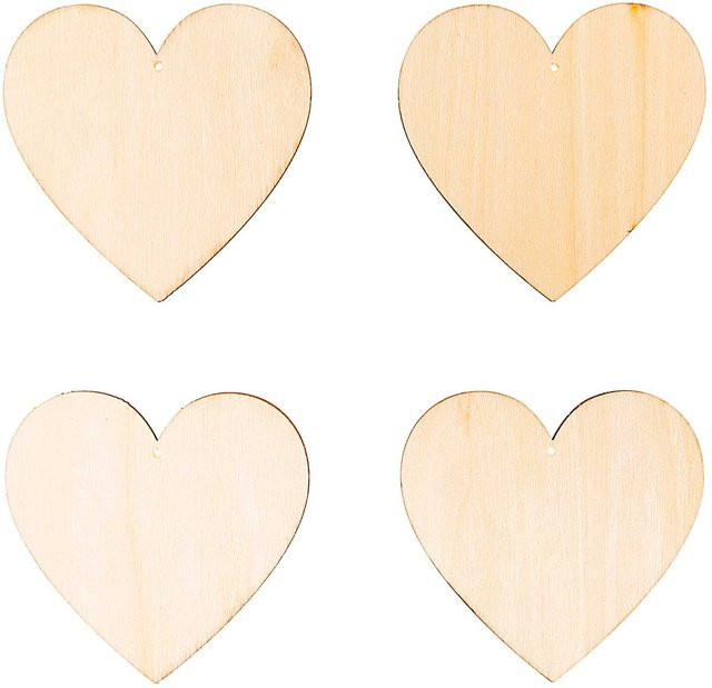 Rico Design Holzdekoanhänger-Set in Herzform, Beige - Bild 1