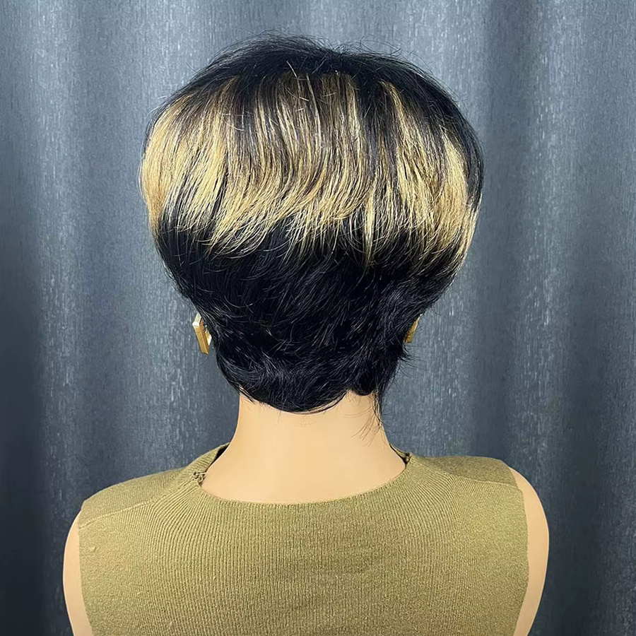 OYM HAIR Pixie-Perücke, Echthaar, 1B/30, mit Pony, Damen - Bild 3