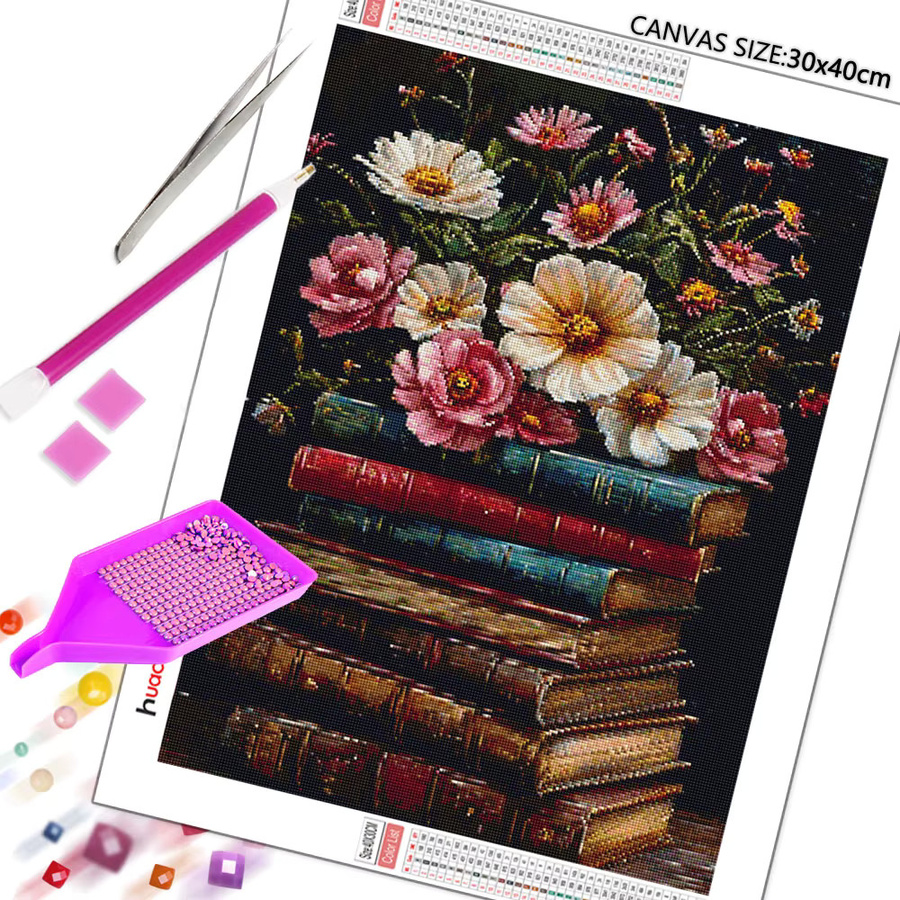 Huacan Diamantmalerei Gänseblümchen-Bücher Mosaik-Set mit Blumen-Motiv in Multicolour, B/H/T: 20 x 30 x 20 cm - Bild 2