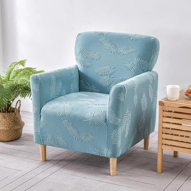 Yiran bag Nordische Blätter Jacquard Clubsesselbezug aus Polyester in Grau, elastischer Stretch-Sesselbezug für Einzelsofas - Bild 1