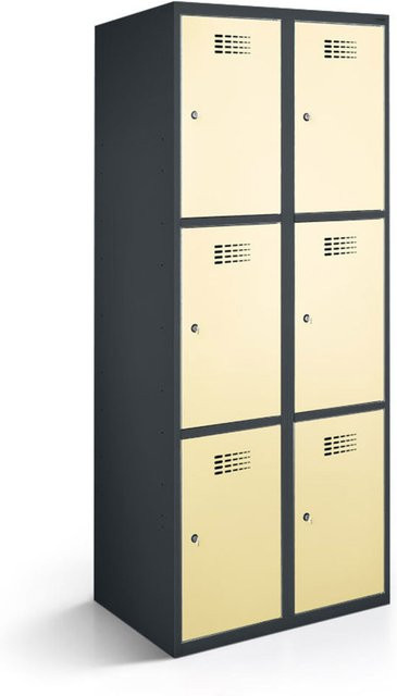 rotstahl Fächerschrank mit 6 Fächern in Anthrazitgrau und Elfenbein, B/T/H: 60 x 50 x 180 cm - Bild 1