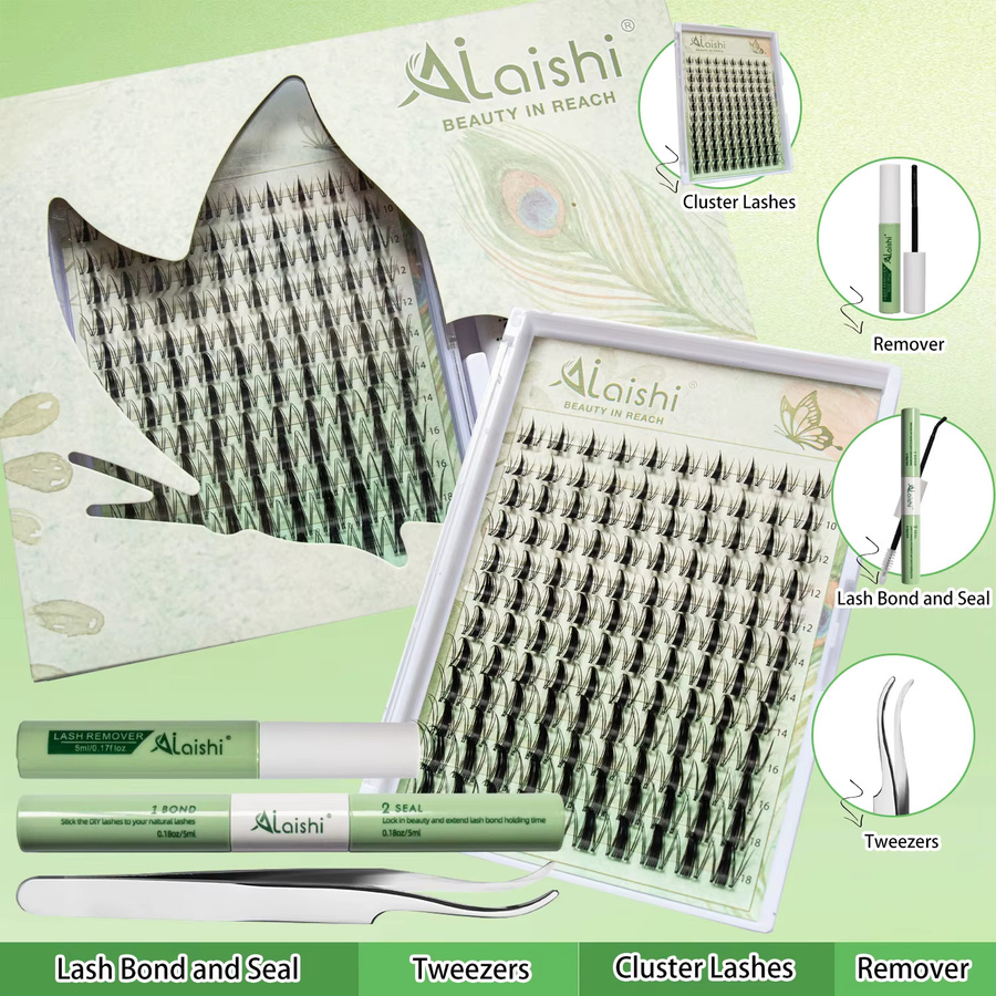 AILAISHI DIY Cluster Wimpernverlängerung, Faux Nerz Seide, Knotenfrei - Bild 2