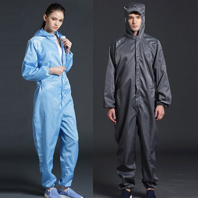 Unisex Schutzoverall mit Kapuze als Reinraumkleidung für saubere Lebensmittel in Pink und Blau - Bild 1