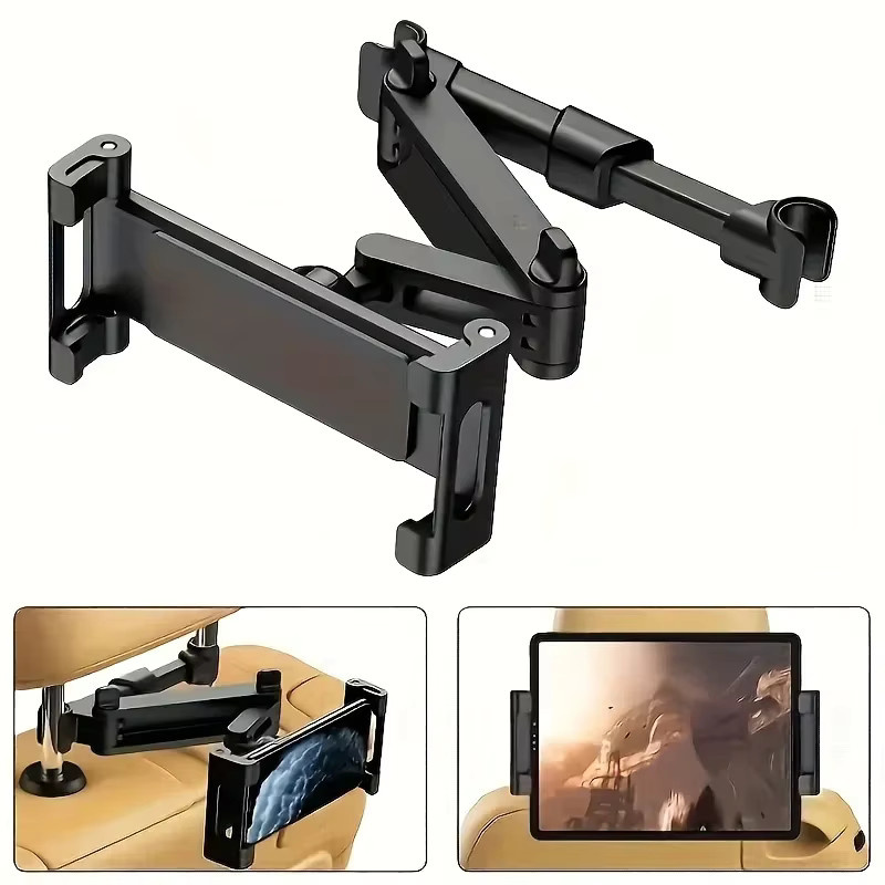 Worldmuma Tablet-Halterung für die Kopfstütze im Auto, kompatibel mit Tablets und Mobiltelefonen, Schwarz - Bild 4