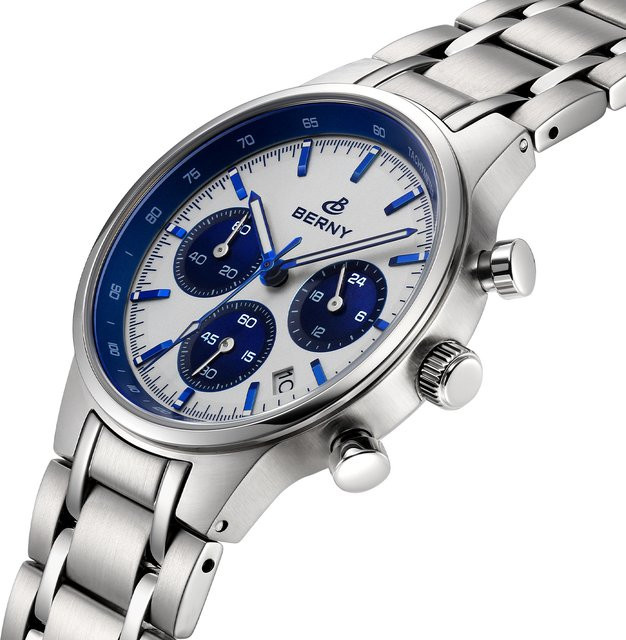 BERNY Chronograph, Quarz, Edelstahl, Schwarz, Herren - Bild 1