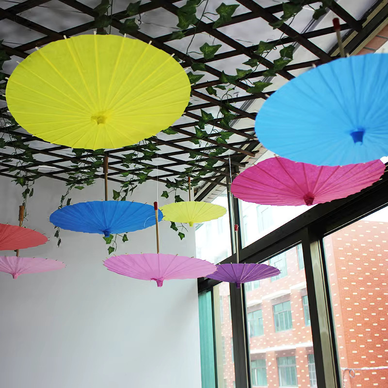 Merylover Traditioneller China Papier Regenschirm in Weiß und Multicolor als DIY Malmaterial für Hochzeiten und Tanzaufführungen - Bild 3