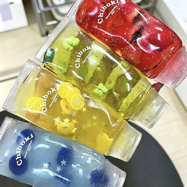 Chiboki Clear Tube Fruit Bead Squeeze Fidget Jelly Squishy Toy, Anti-Stress-Dekompression - Bild 1