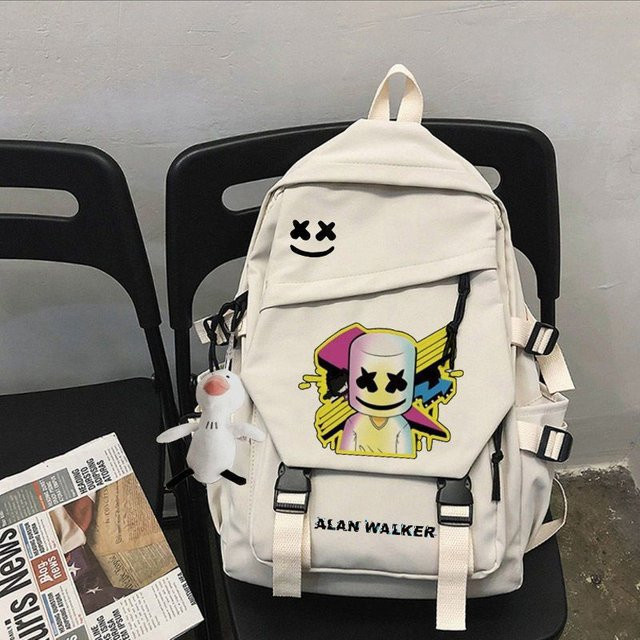 3-teiliges Schulrucksack-Set für Schüler in Weiß aus Oxford-Stoff mit großem Fassungsvermögen inklusive Schultergurt und Federmäppchen - Bild 1