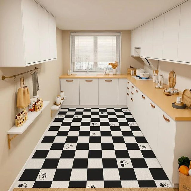 Küchenbodenmatte Meixing aus Vinyl in Schwarz, wasserdicht und rutschfest, B/T: 40 x 120 cm - Bild 1