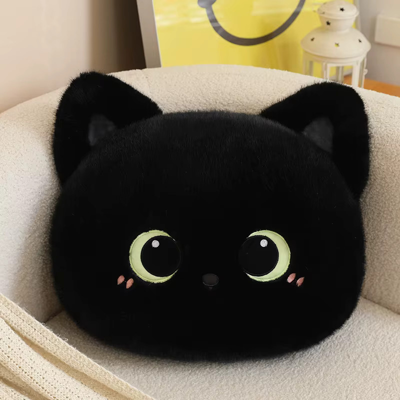 PUNIDAMAN Katzen-Plüschkissen, Calico-Schwarzkatzen-Dekokissen, 45cm - Bild 2