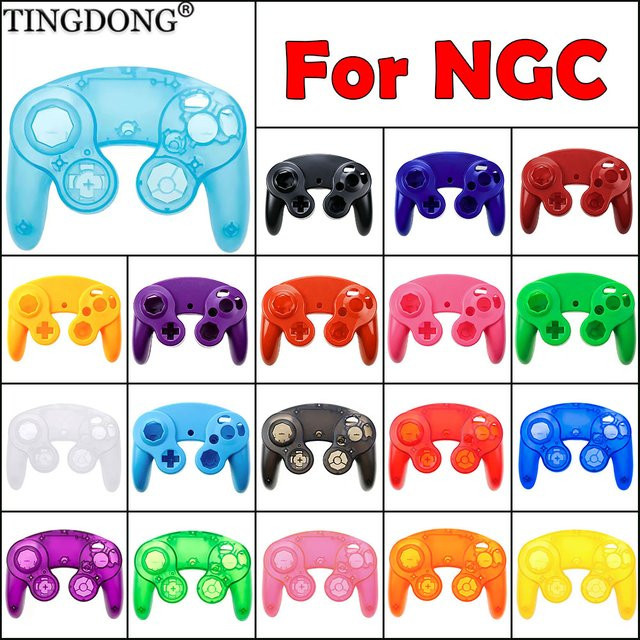 TingDong Ersatz Gehäuseschale mit Griffabdeckung für NGC-Controller in Transparent und Schwarz Retro Spielzubehör - Bild 1
