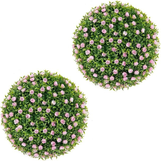 Costway 2er Set Kunstpflanze Eukalyptus in Rosa und Grün, Höhe: 37 cm - Bild 1
