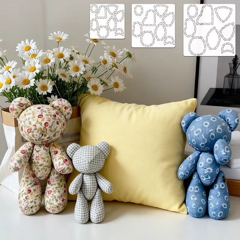 YOMDID Handgemachte DIY Quilt Vorlage mit Bären Design für Näharbeiten und Stoffhandwerk, Breite: 30,0 cm - Bild 4