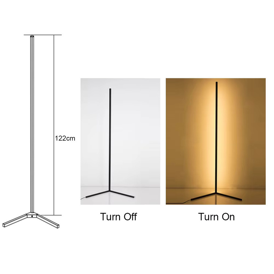 HAGAHA RGBW LED-Stehlampe in Schwarz mit Bluetooth-App, Fernbedienung und Musiksynchronisierung, moderne Eckbeleuchtung für Wohnzimmer und Schlafzimmer, Höhe: 122 cm - Bild 4