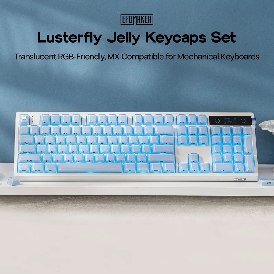 EPOMAKER Lusterfly Jelly Tastenkappen-Set in Weiß, 123 Tasten im MDA-Profil für mechanische Tastaturen, MX-kompatibel - Bild 2