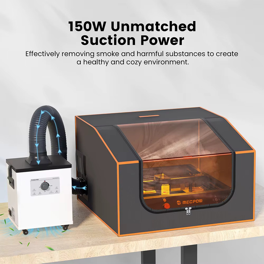 Mecpow P150 Rauchabsauger mit 150W Leistung, 3-Schicht-Filtration aus Vorfilter, HEPA und Aktivkohle, leise 50dB und mobil mit Rollen - Bild 5