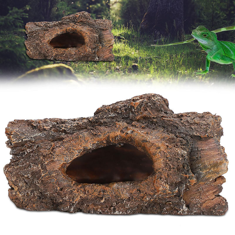 TOMTOP JMS Versteckhöhle aus Kunstharz in Baumstamm-Optik für Amphibien und Reptilien, Braun, Rustikal - Bild 5