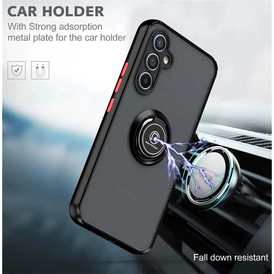 Magnetische Ring Schutzhülle für Samsung Galaxy A57 A37 A16 A26 A36 A56 A17 A07 4G 5G in Schwarz mit Frosted Hardcase Design - Bild 2