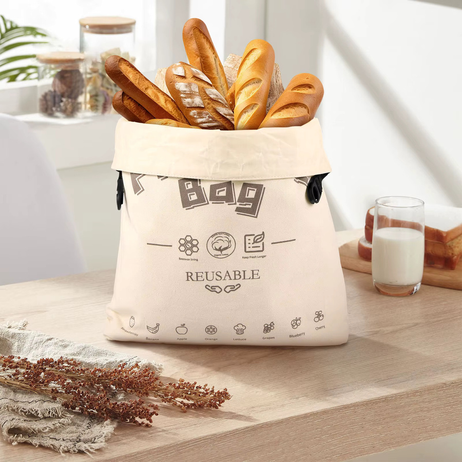 Wiederverwendbarer Leinen-Brotbeutel von Willstar in Beige mit Kordelzug zur Lebensmittel-Aufbewahrung, Breite: 35,0 cm, Höhe: 28,0 cm, Tiefe: 3,0 cm - Bild 2