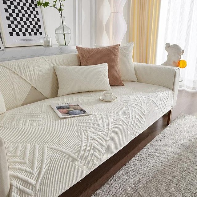 Nordic Universal Sofabezug aus Plüsch, Anti-Rutsch Sofa Abdeckung in Weiß, B/B: 70 x 70 cm - Bild 1