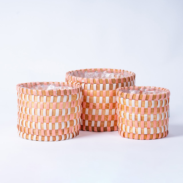 3er-Set Korb Übertopfe von BLUME2000 in Peach für den Tisch, minimalistisches Design, B/T/H: 32,0 x 23,0 x 3,0 cm - Bild 1