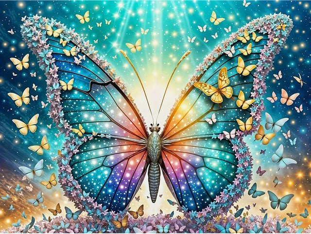 EverShine Diamantmalerei Schmetterling DIY 5D Mosaik Set mit runden Bohrern in Multicolour für Erwachsene zur Wanddekoration - Bild 1
