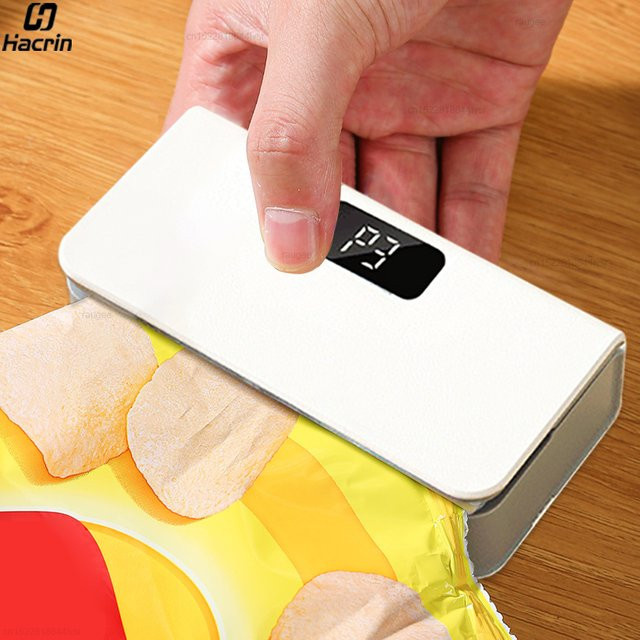 Tragbare Mini-Versiegelungsmaschine von raugee zur Lebensmittelverpackung, USB-aufladbar, Blau/Weiß - Bild 1