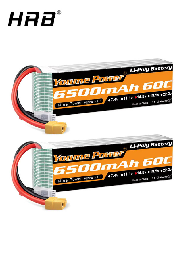 Youme 4S LiPo Akku 14,8V mit 6500mAh und XT60 Anschluss für RC FPV Flugzeuge, Drohnen, Racing-Boote und Autos - Bild 5
