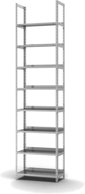 PROREGAL Aktenregal mit Schraubsystem, verzinktes Stahlregal in Silber, 8 Ebenen, H x B x T: 250 x 75 x 30 cm - Bild 1