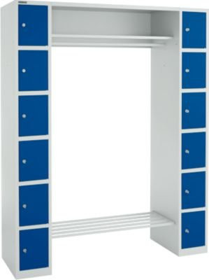 Schäfer Shop Select Schließfachgarderobe mit Hutablage und Kleiderstange, 2 x 6 Fächer, Farbe: lichtgrau/enzianblau, B/T/H: 173,5 x 50,0 x 195,0 cm - Bild 1