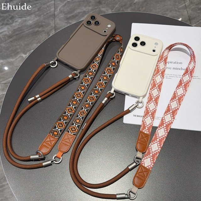 EHUIDE Retro Lanyard Hülle für iPhone in Rot – Stoßfeste multifunktionale Umhängehülle mit Umhängekordel - Bild 1
