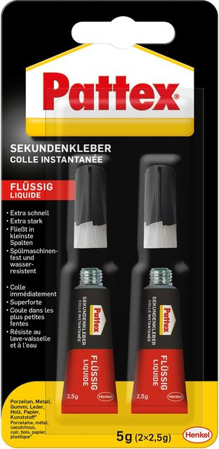 Pattex Sekundenkleber-Set Flüssig Farblos 2 x 2,5 g - Bild 1