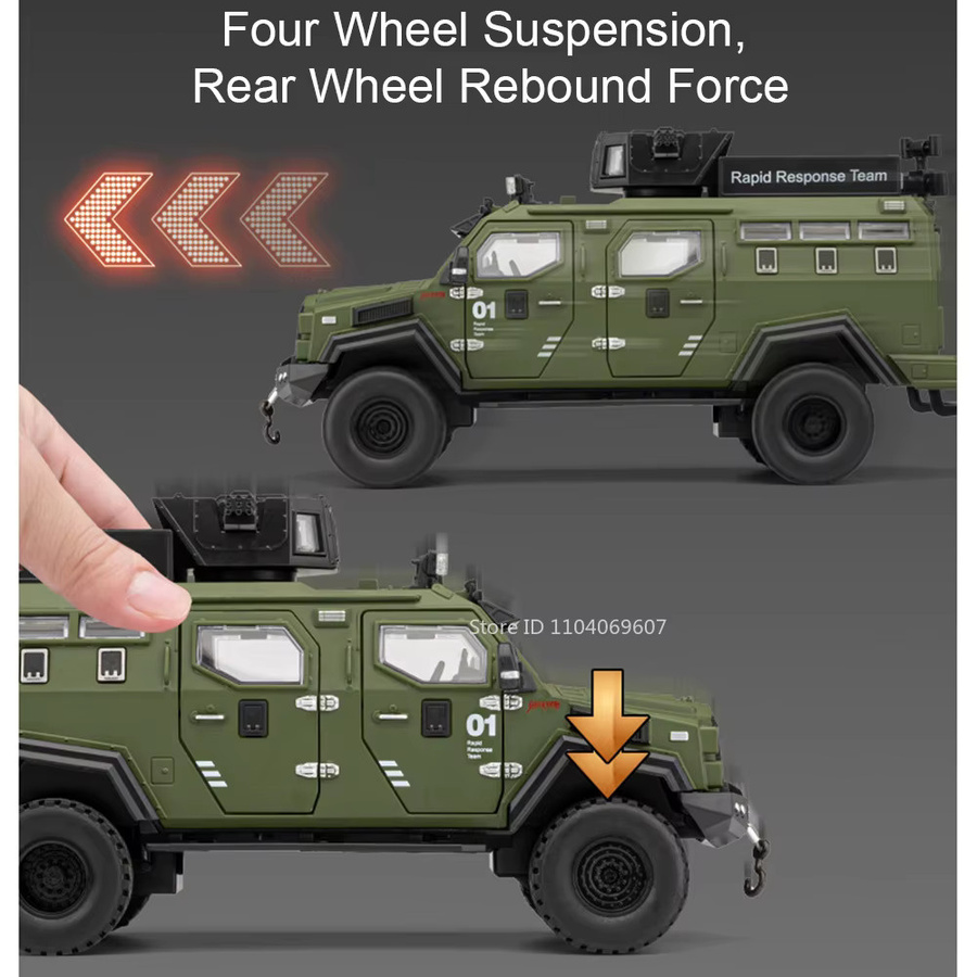 YBC YIBAICHENG Schwert Zahntiger Gepanzerte Spielzeugautos, 1:24, Metall, mit Licht und Sound - Bild 2