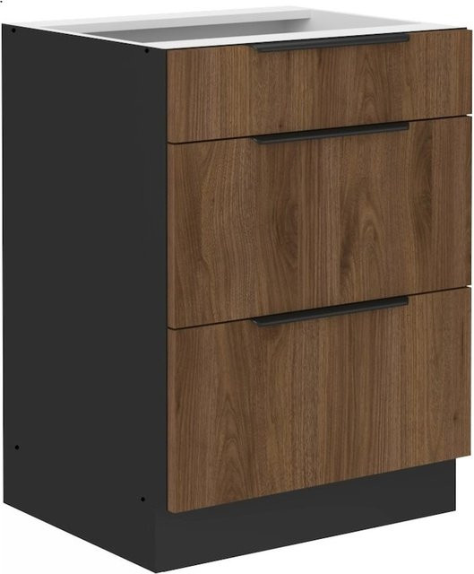 Küchenunterschrank MONZA in Okapi Nußbaum, Farbe Braun, Breite: 60 cm, Soft-Close - Bild 1
