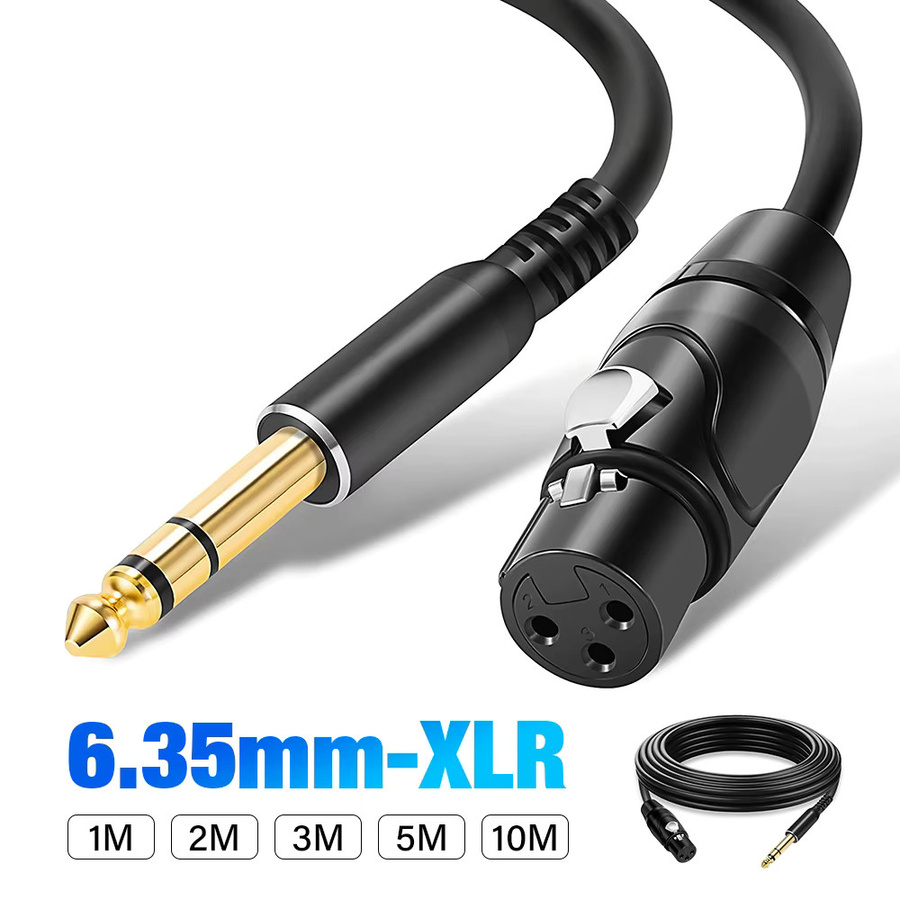 Nephy XLR-Mikrofonkabel mit 6,35 mm Klinkenstecker auf XLR-Buchse in Schwarz - Bild 3