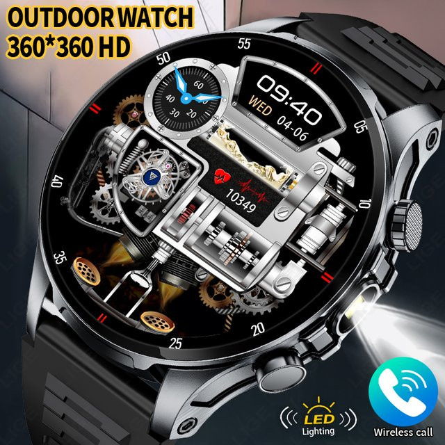 LIGE Smartwatch für Herren mit Bluetooth-Anruf, LED-Taschenlampe und Gesundheitsüberwachung für Android und iOS, Wasserdicht, in Schwarz, Silber oder Blau - Bild 1