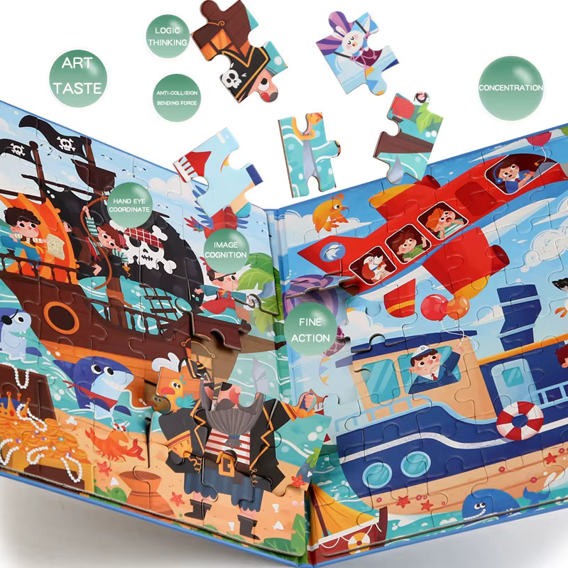 Datgo Holz Puzzle Magnetisches 3D-Rätsel Buch Lernspielzeug ab 3 Jahren - Bild 2