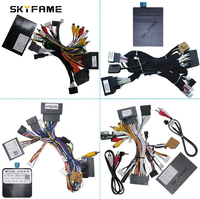 SKYFAME Auto 16pin Kabelbaum Adapter mit Canbus Box Decoder für Android Radio Power Kabel für Audi Q3 in Schwarz - Bild 1