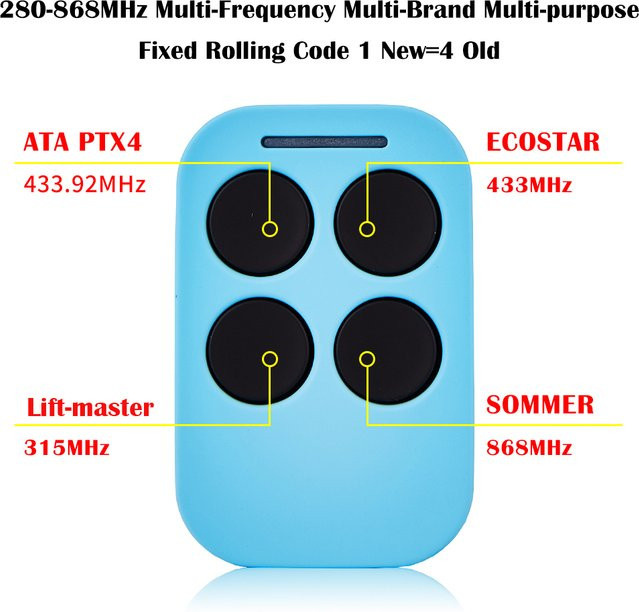 Garagentor Fernbedienung Duplikator Mehrfrequenz-Code Grabber 286MHz-868MHz in Blau - Bild 1