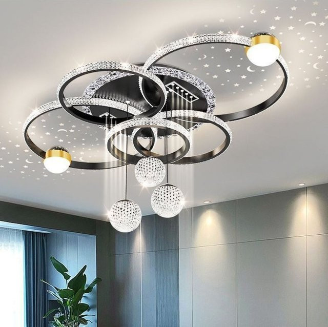 TAONUANSHU Moderne LED Deckenleuchte in Ringform aus Kristall und Metall, Farbe Weiß, Warmweißes Licht - Bild 1