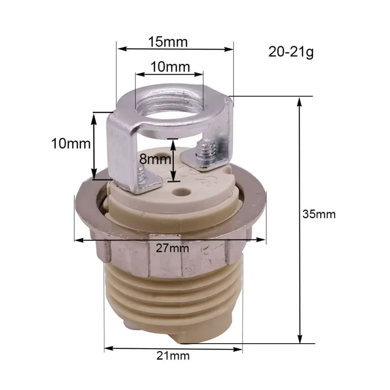Ramalho G9 Lampenfassung aus Keramik für Halogenlampen mit Eisen-Schraubenmuttern - Bild 2