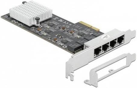 DeLOCK Netzwerkadapter PCIe 2,1 x4 mit 4 x 2,5 Gigabit Ethernet Anschlüssen in Schwarz (89192) - Bild 2