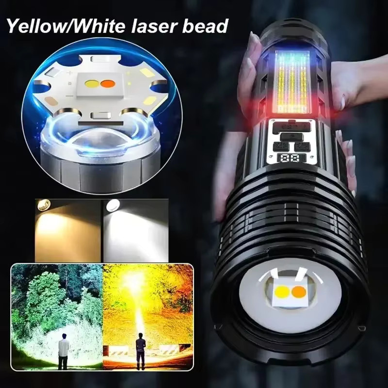 NEWBIRTH LED Taschenlampe in Schwarz mit USB-Ladefunktion, starkem Blitzlicht, großer Reichweite, Zoom und digitaler Leistungsanzeige - Bild 3
