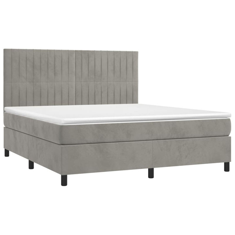 Vidaxl Boxspringbett Kontinentalbett mit Matratze und LED in Grau aus Samt, B/T: 180 x 200 cm - Bild 2