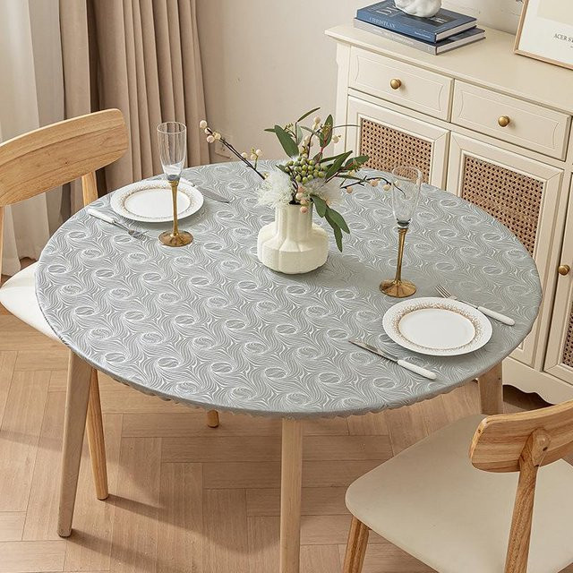 Runde Tischdecke HomeHarmony in Grau mit grafischem Design, wasserabweisend und ölabweisend, Durchmesser: 60 cm - Bild 1