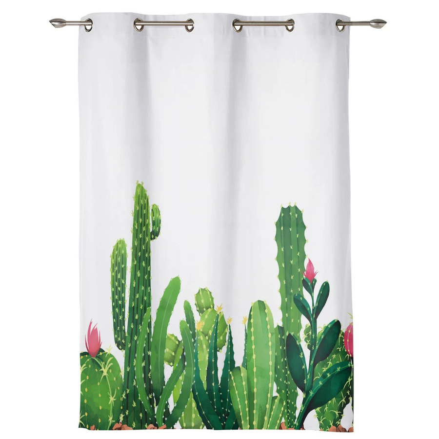 Dekorative Kaktus und Tropische Pflanze Fenster Vorhänge in Multicolour, semi-transparent, moderner Stil, Breite: 135 cm, Höhe: 60 cm - Bild 1